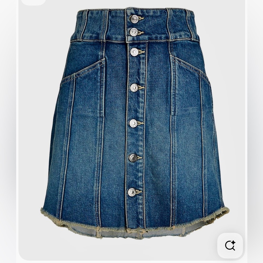 Denim Button-Front Skirt